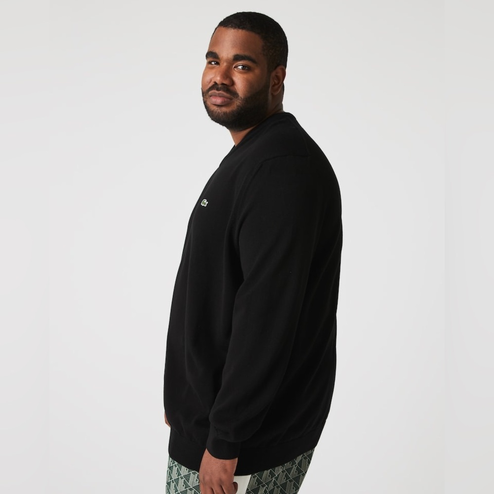 Lacoste Men’s Regular-Fit Black V-Neck Sweater 100% Cotton Classic Logo Medium - Picture 9 of 11